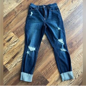 SO Blue Ankle Cropped Jeans Distressed Casual